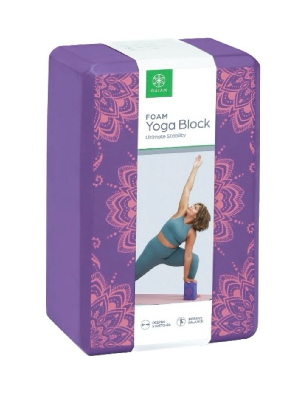 Gaiam Ultimate Stability Yoga Block Mandala Lotus Flower Purple Pink NWT